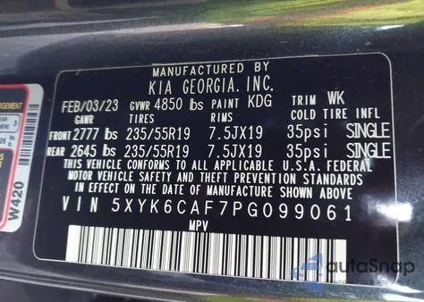 2023 Kia Sportage X-Line z USA, uszkodzony, nr VIN 5XYK6CAF7PG099061